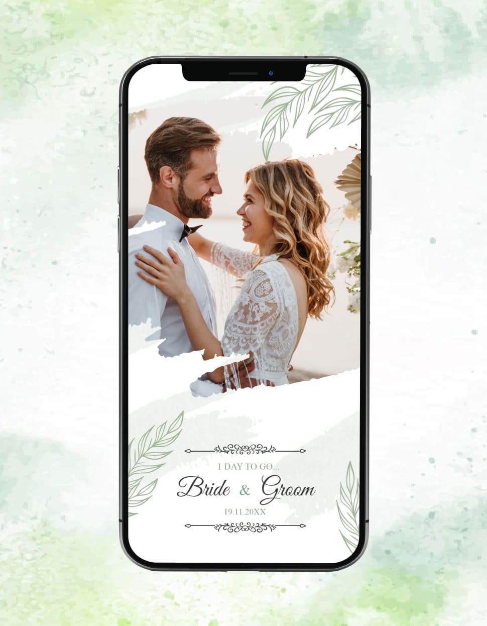 1 Day To Go Wedding Countdown | Elegant Leafy Theme Save the Date | IM-2227