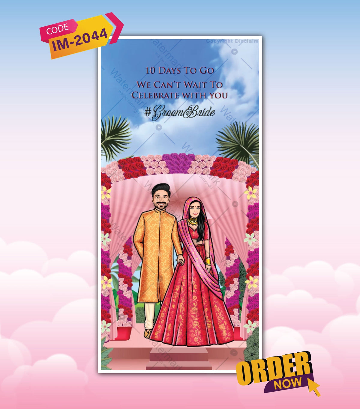 10 Days To Go Wedding Invite Video | Traditional Caricature Countdown E-Invite | IM-2044