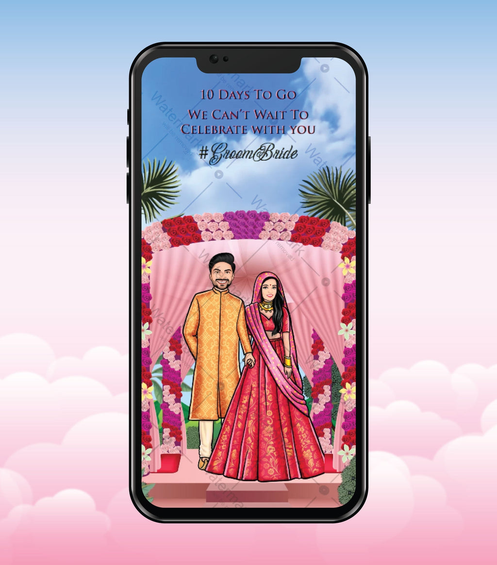 10 Days To Go Wedding Invite Video | Traditional Caricature Countdown E-Invite | IM-2044