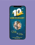 10th Wedding Anniversary Invitation eCard | Elegant Blue & Gold Theme | P-07