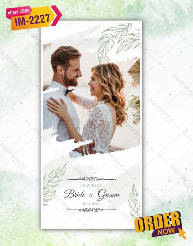 1 Day To Go Wedding Countdown | Elegant Leafy Theme Save the Date | IM-2227