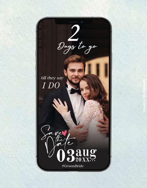 2 Days Wedding Countdown Invitation | Save The Date Couple Photo E-Invite | IM-2181
