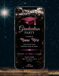 2024 Graduation Party Invitation | Sparkling Black & Pink Theme E-Invite | IM-2656