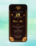 25th Anniversary Invitation Card | Royal Brown & Gold Floral Theme E-Invite | IM-2154