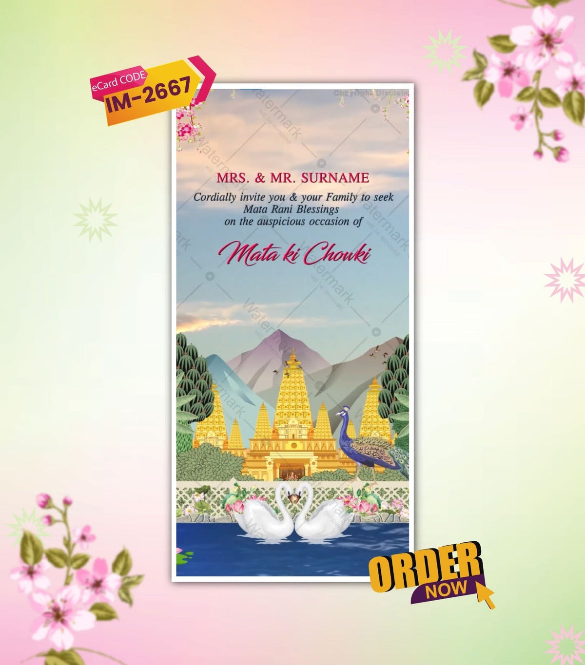 Online Mata Ki Chowki Invitation Video | Divine Devi Blessings E-Invite | IM-2667
