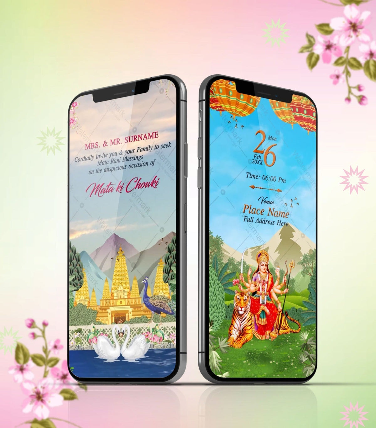 Online Mata Ki Chowki Invitation Video | Divine Devi Blessings E-Invite | IM-2667