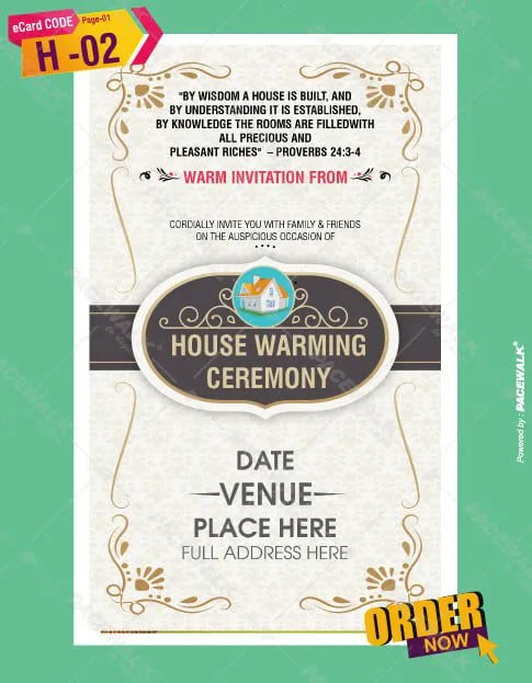 Housewarming Invitation eCard | Elegant Minimalist House Ceremony Invite | H-02