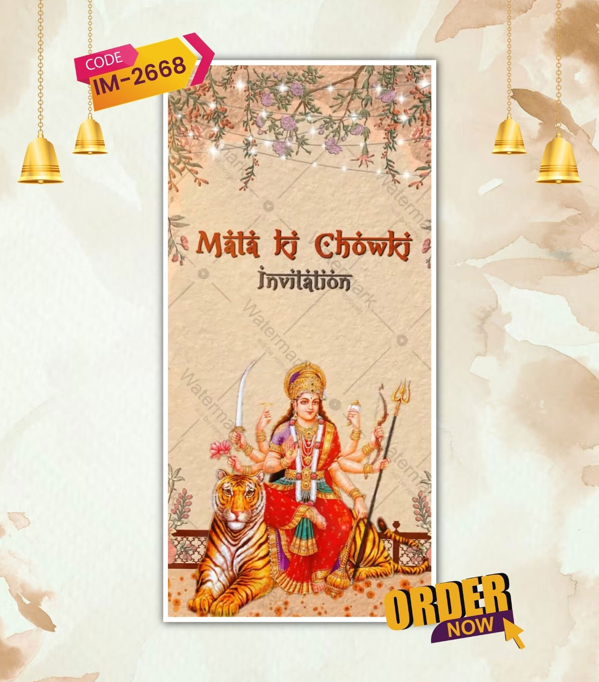 Traditional Mata Ki Chowki Invitation Video | Elegant Floral Theme | IM-2668