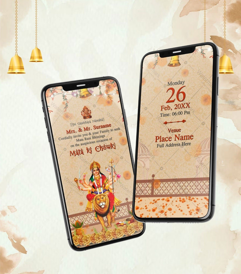 Traditional Mata Ki Chowki Invitation Video | Elegant Floral Theme | IM-2668
