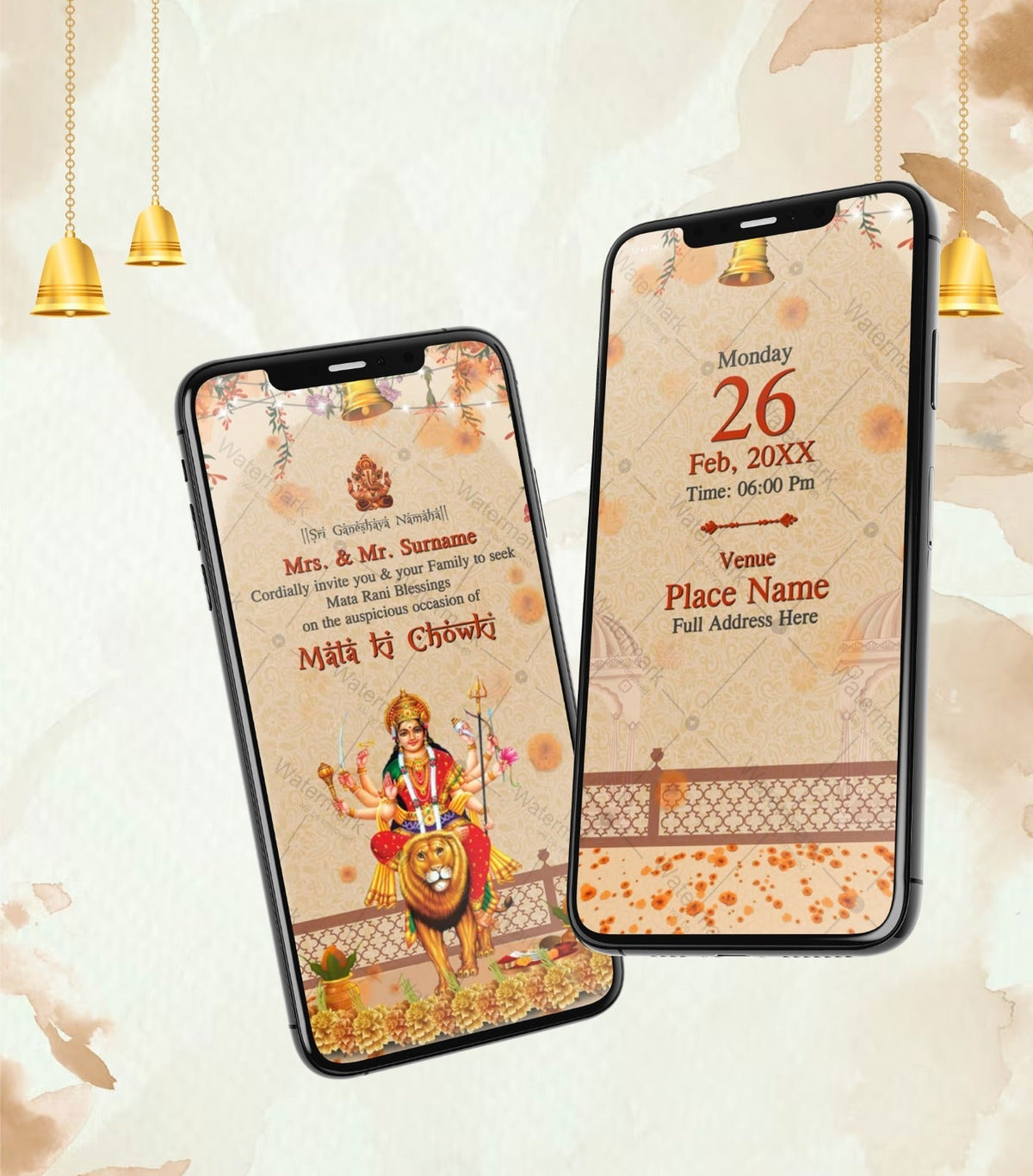 Traditional Mata Ki Chowki Invitation Video | Elegant Floral Theme | IM-2668