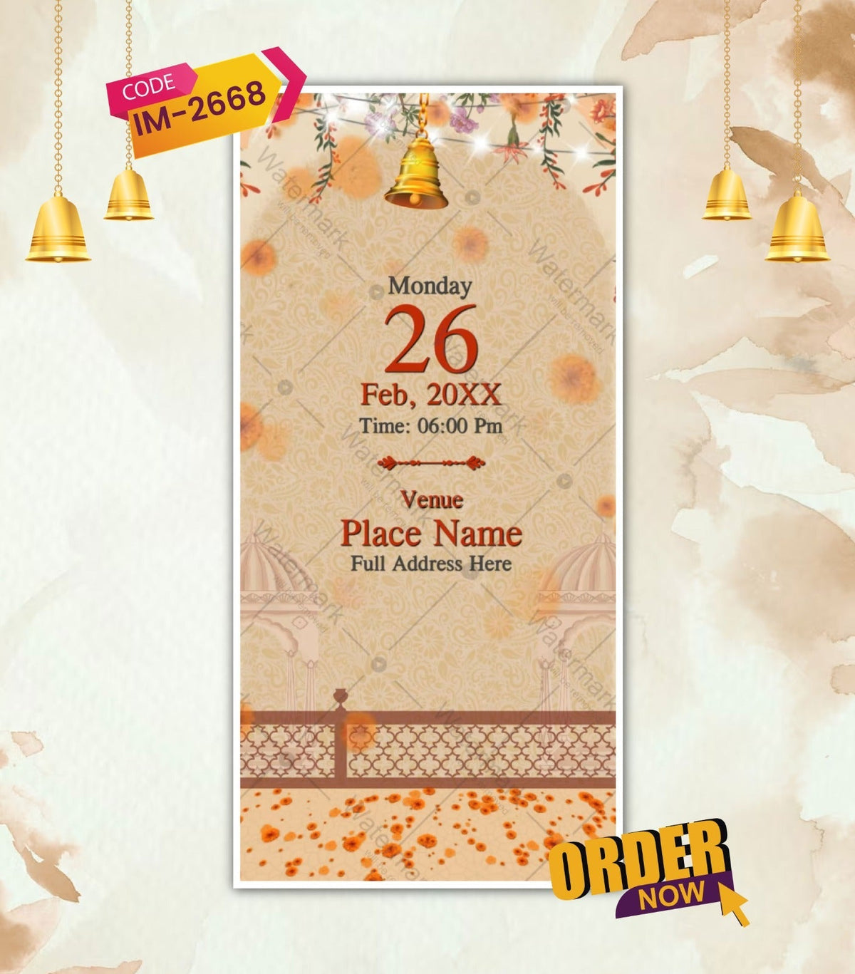 Traditional Mata Ki Chowki Invitation Video | Elegant Floral Theme | IM-2668